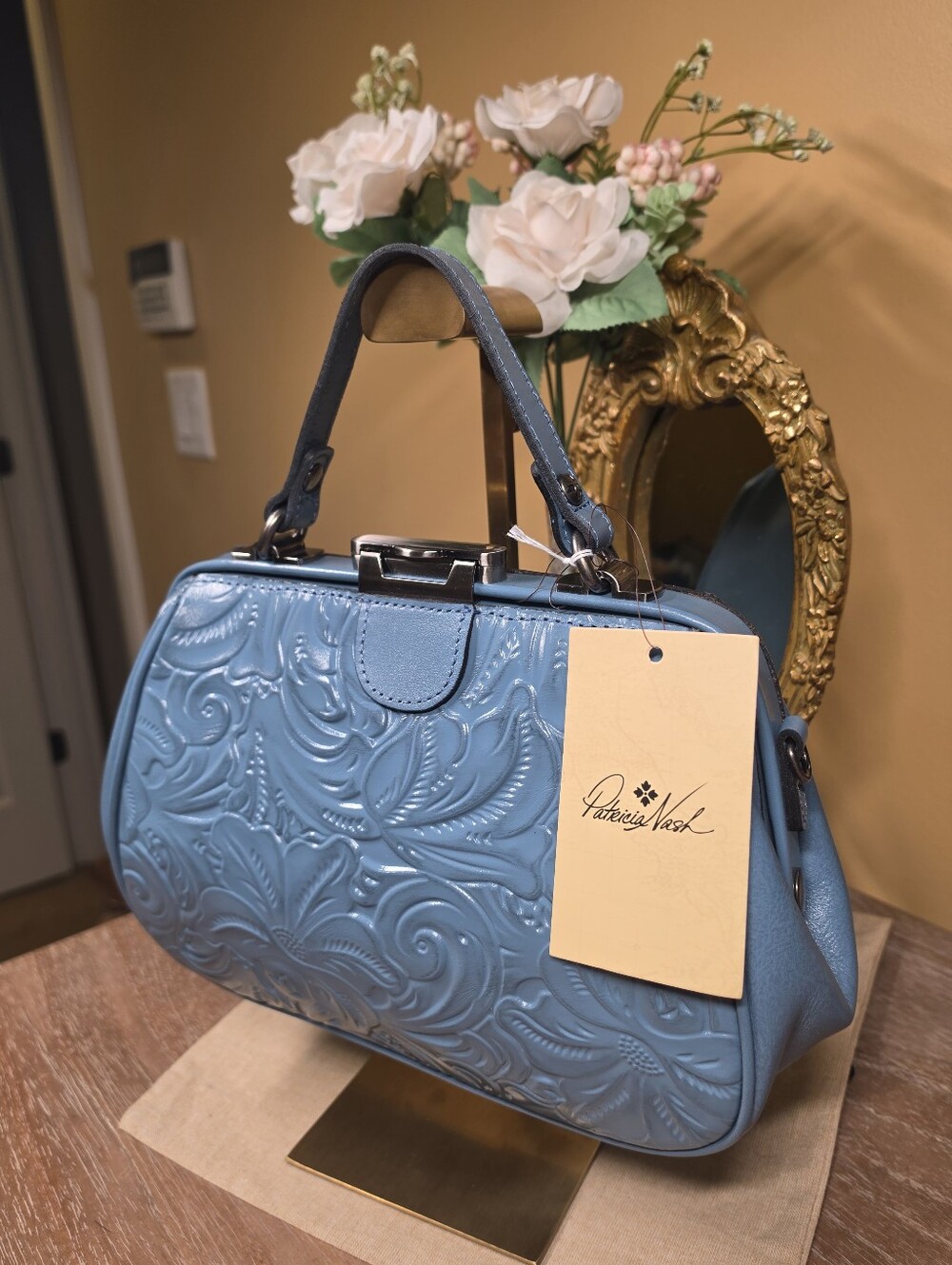 Patricia Nash Gracchi Embossed Leather Satchel w/ Crossbody NWT/Dusty MSRP $279